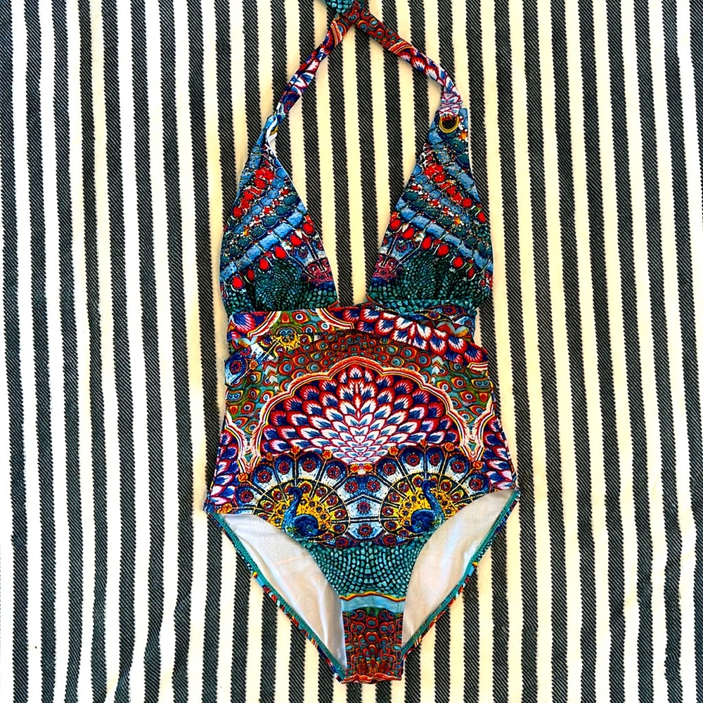 True Colours by La Moda Embellished Print One Piece Swimsuit
